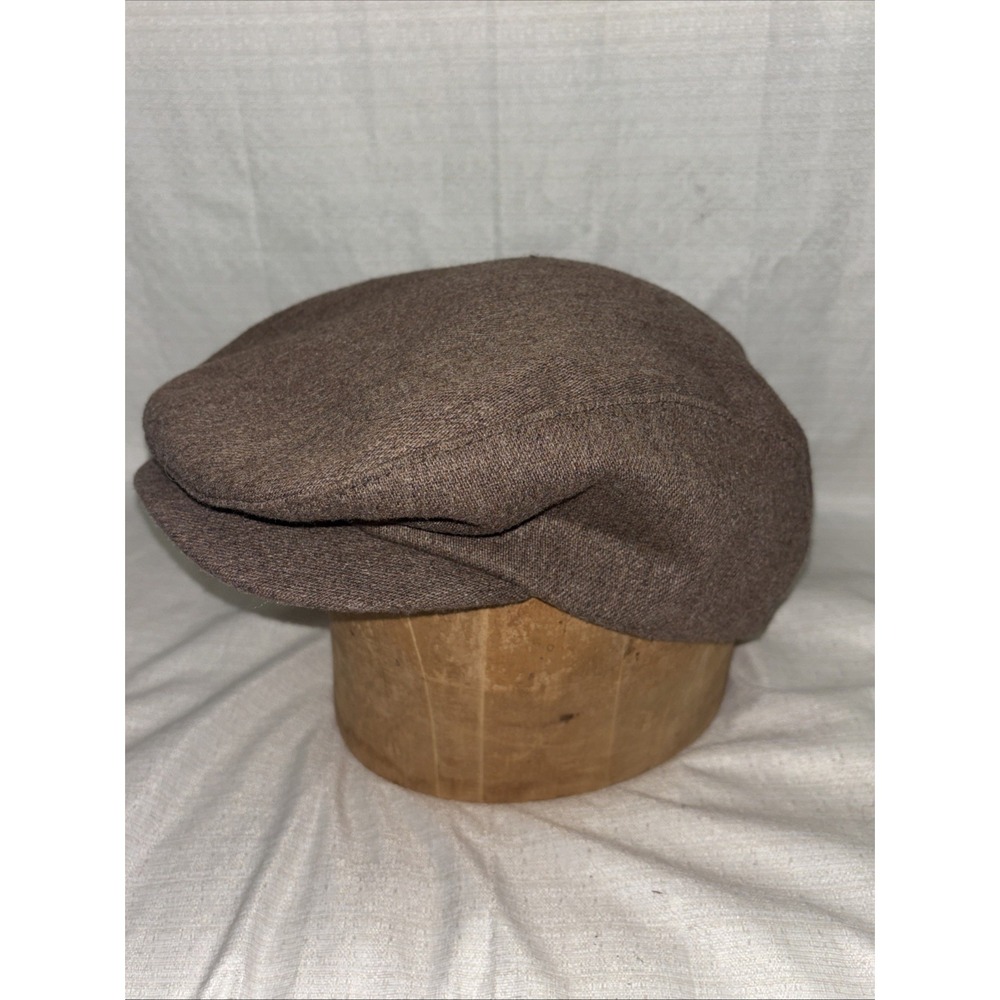 Vintage Country Gentleman Newsboy Flat Hat Cap‎ Fitted Sz L Brown Cabby Wool